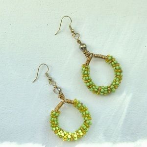 Green earrings handmade